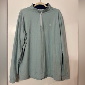 Rhoback Riva men's blue striped 1/4 zip golf performance quarter zip XL
